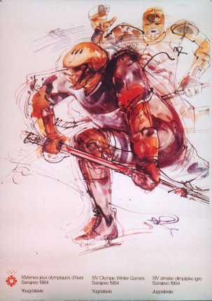 a drawing of a man skating