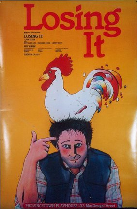 a poster with a man pointing to his head