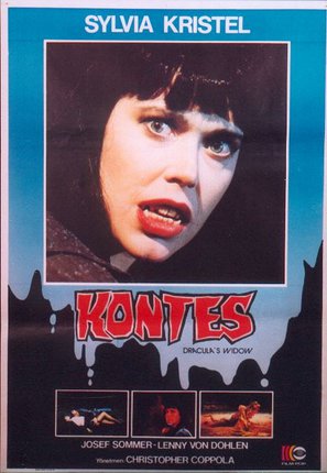 a poster of a woman with a vampire's face