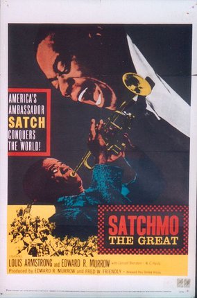 a poster of a man playing a trumpet