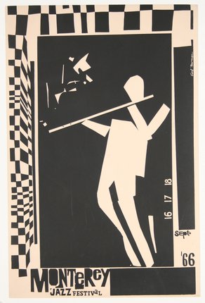a poster of a man carrying a tray