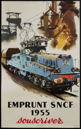 a poster of a train