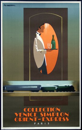 a poster of a waiter holding a bottle