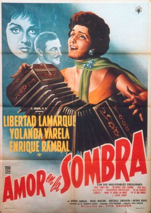 a poster of a woman playing an accordion