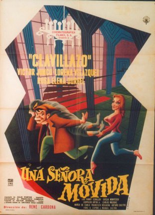 a movie poster with a man running away from a woman