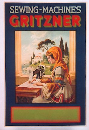 a poster of a woman sewing