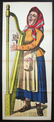 a poster of a woman playing a harp