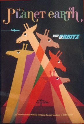 a poster with giraffes