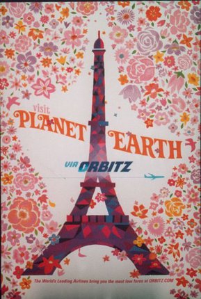 a poster with Eiffel Tower and flowers