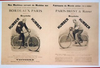 two posters of a man riding a bicycle