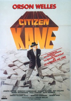 a poster of a man walking on a pile of papers