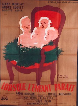 a poster of babies sitting in a chair