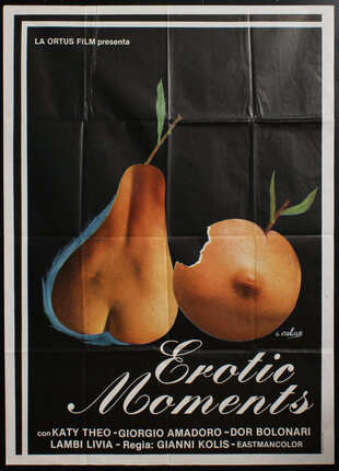 a poster with erotic pear and apple