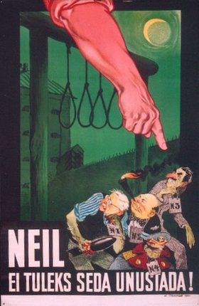 a poster of a hand pointing at a man holding a hook