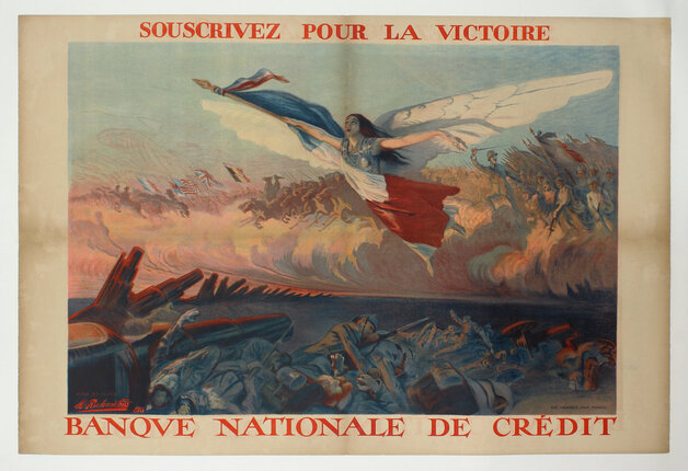 a poster of a woman flying with a flag