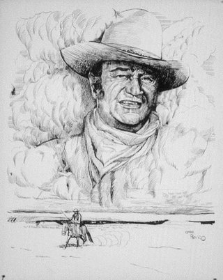 a drawing of a man in a cowboy hat