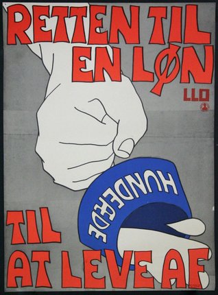 a poster with a fist and a blue and red glove
