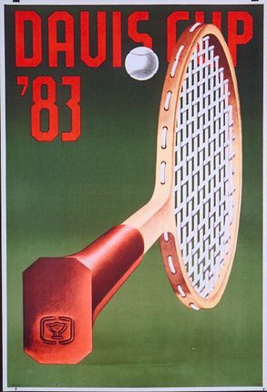 a poster of a tennis racket and ball