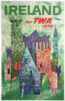 a poster of a colorful castle