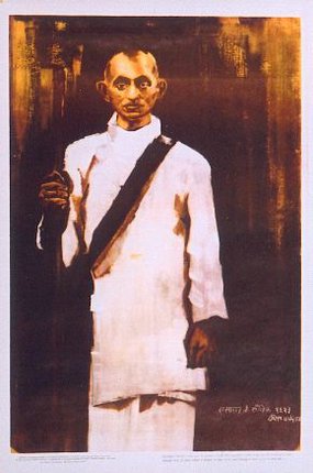 a painting of a man in white