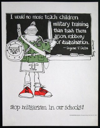a poster with a cartoon of a soldier holding a sword and a blackboard
