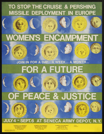 a poster with images of women's encampment