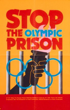 a poster with a torch and a hand holding a fence