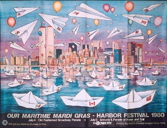 a poster of paper boats and paper boats in the water