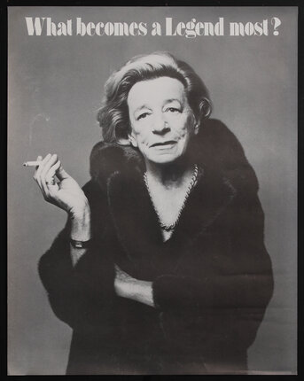 a woman (Lillian Hellman) in a black fur coat holding a cigarette