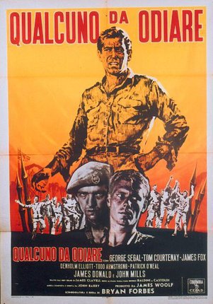 a movie poster with a man standing on the back of a man