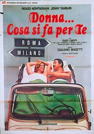 a movie poster of a man and woman lying in a car