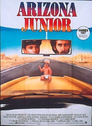 a movie poster of a baby on a car