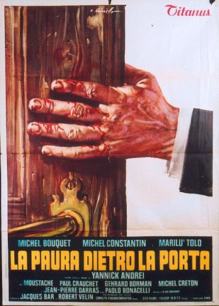 a poster of a hand holding a door