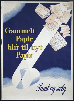 a poster with a white tube and yellow text