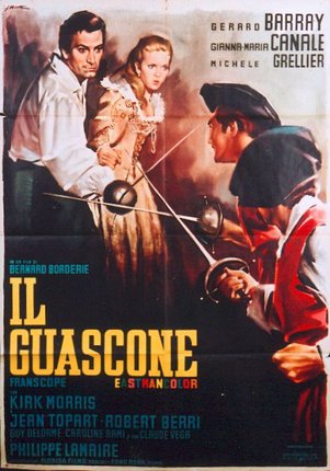 a movie poster with a woman and two men