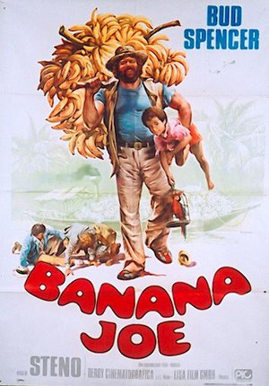 a poster of a man carrying bananas