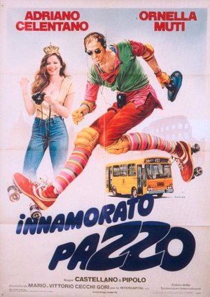 a poster of a man and woman on roller skates