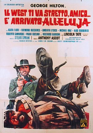 a movie poster of a man with a gun on a barrel