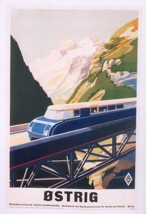 a train on a bridge over a mountain