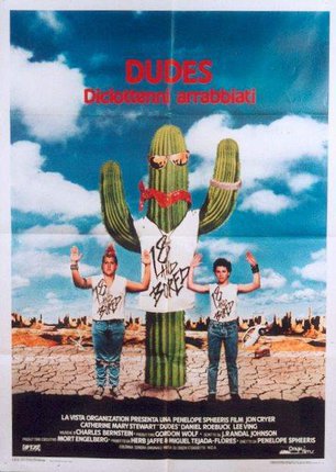 a poster with a cactus and a man with a hat
