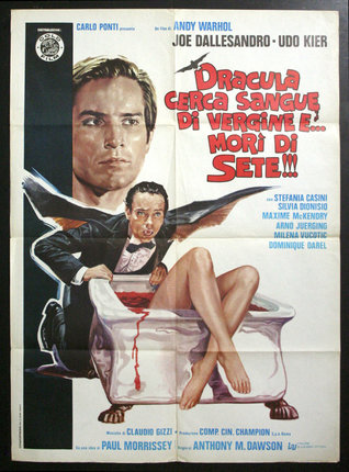 a movie poster of a man and woman in a bathtub