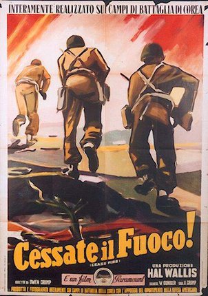 a poster of soldiers walking on a road