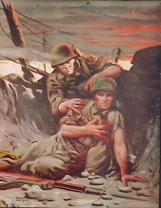 a painting of soldiers in military uniforms