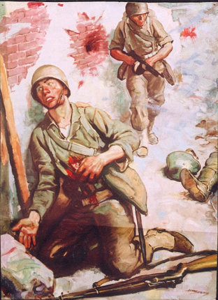 a painting of soldiers in a war