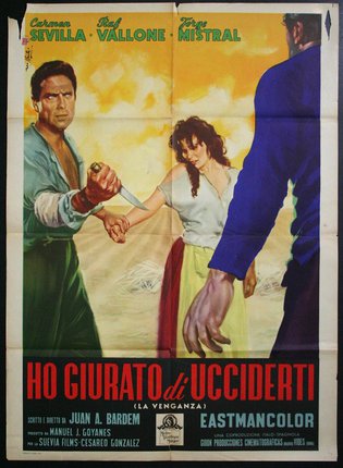 a movie poster with a man holding a knife and a woman holding a knife
