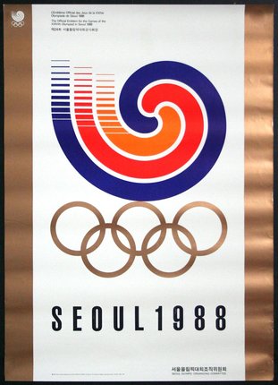 a poster with a logo and rings