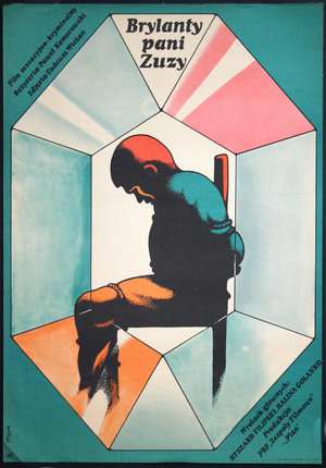 a poster of a man sitting on a chair