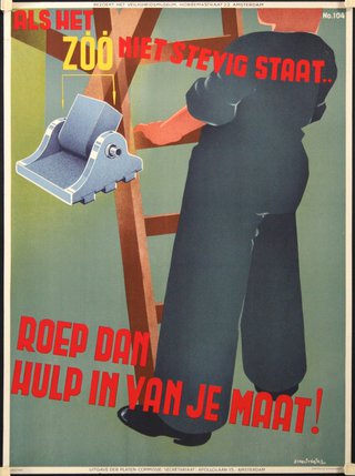 a poster of a man climbing a ladder