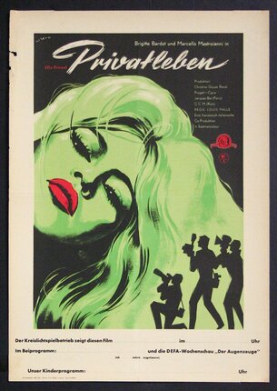 a poster of a woman with green hair