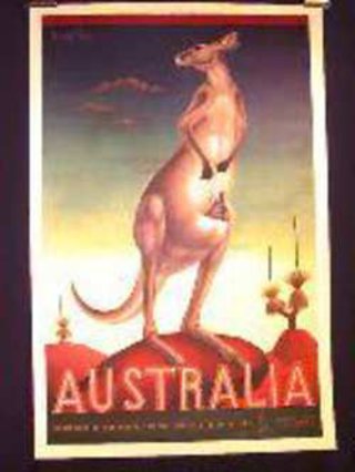a poster with a kangaroo